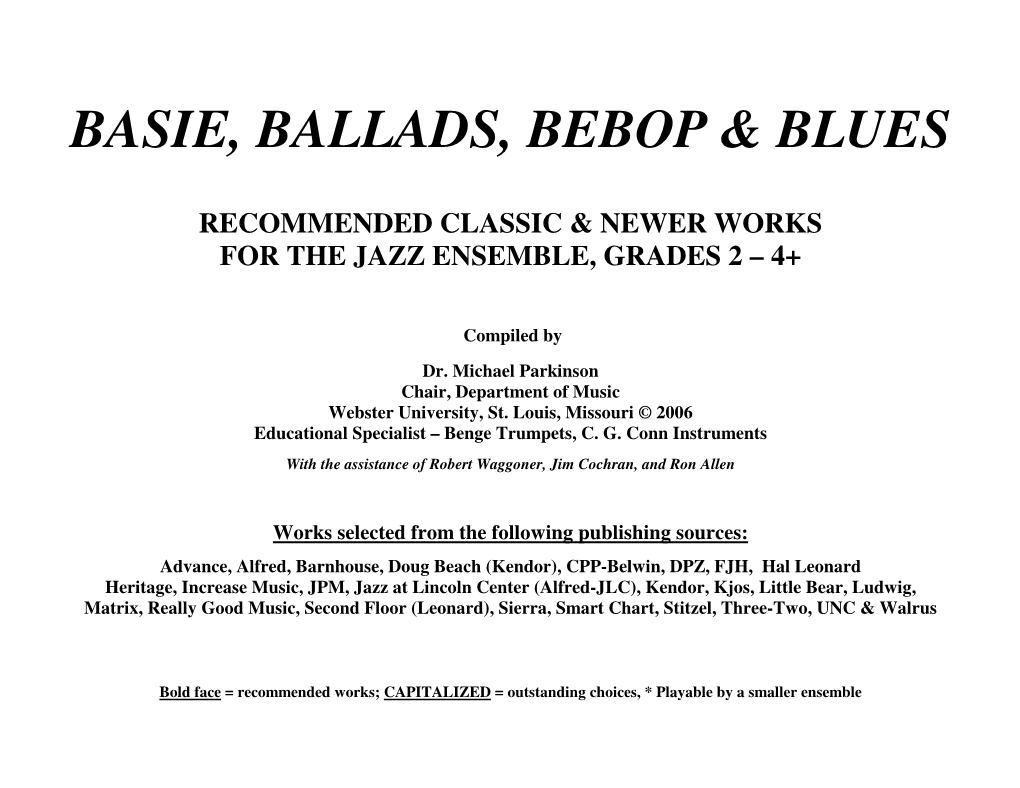 Basie, Ballads, Bebop & Blues