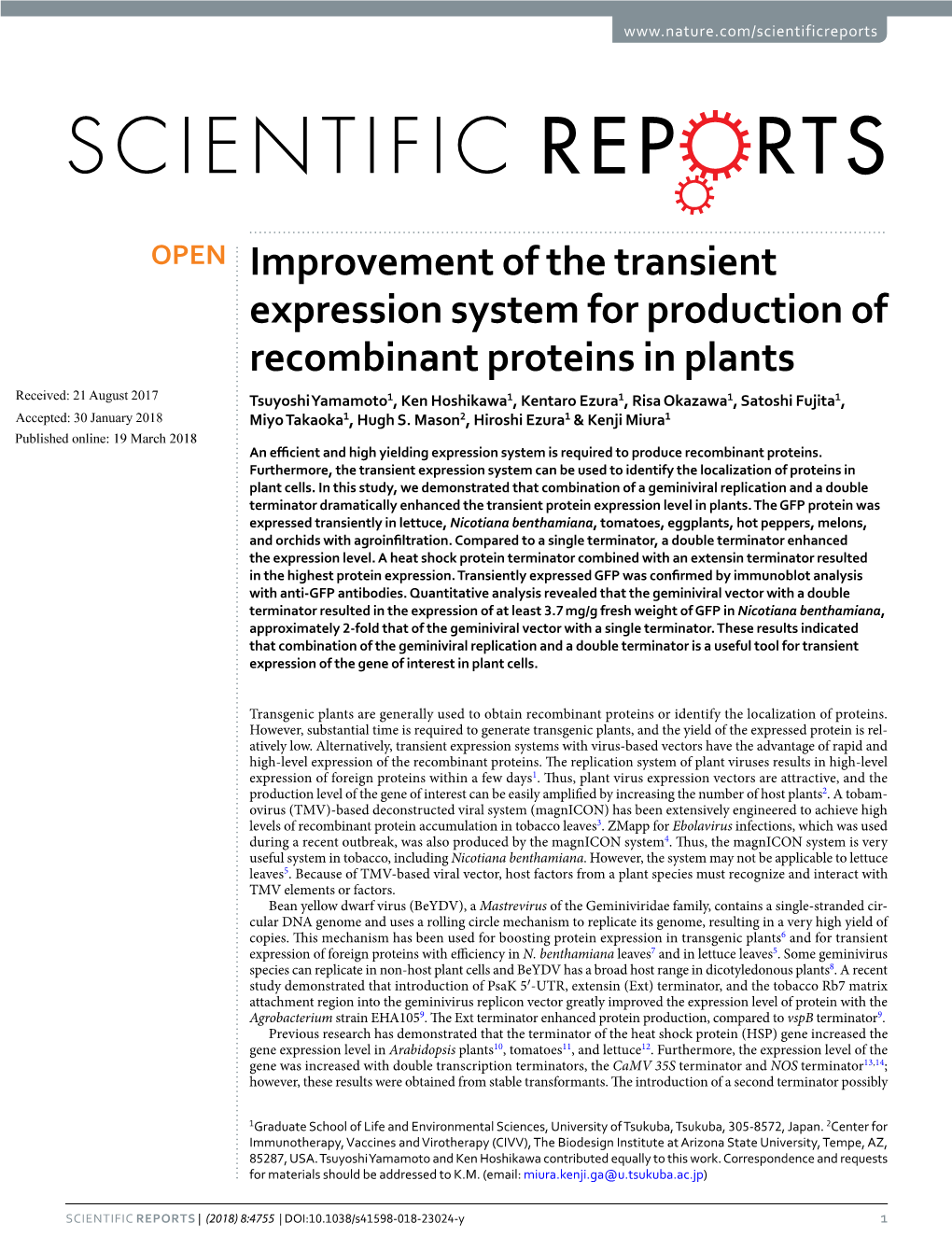 Improvement of the Transient Expression System for Production Of