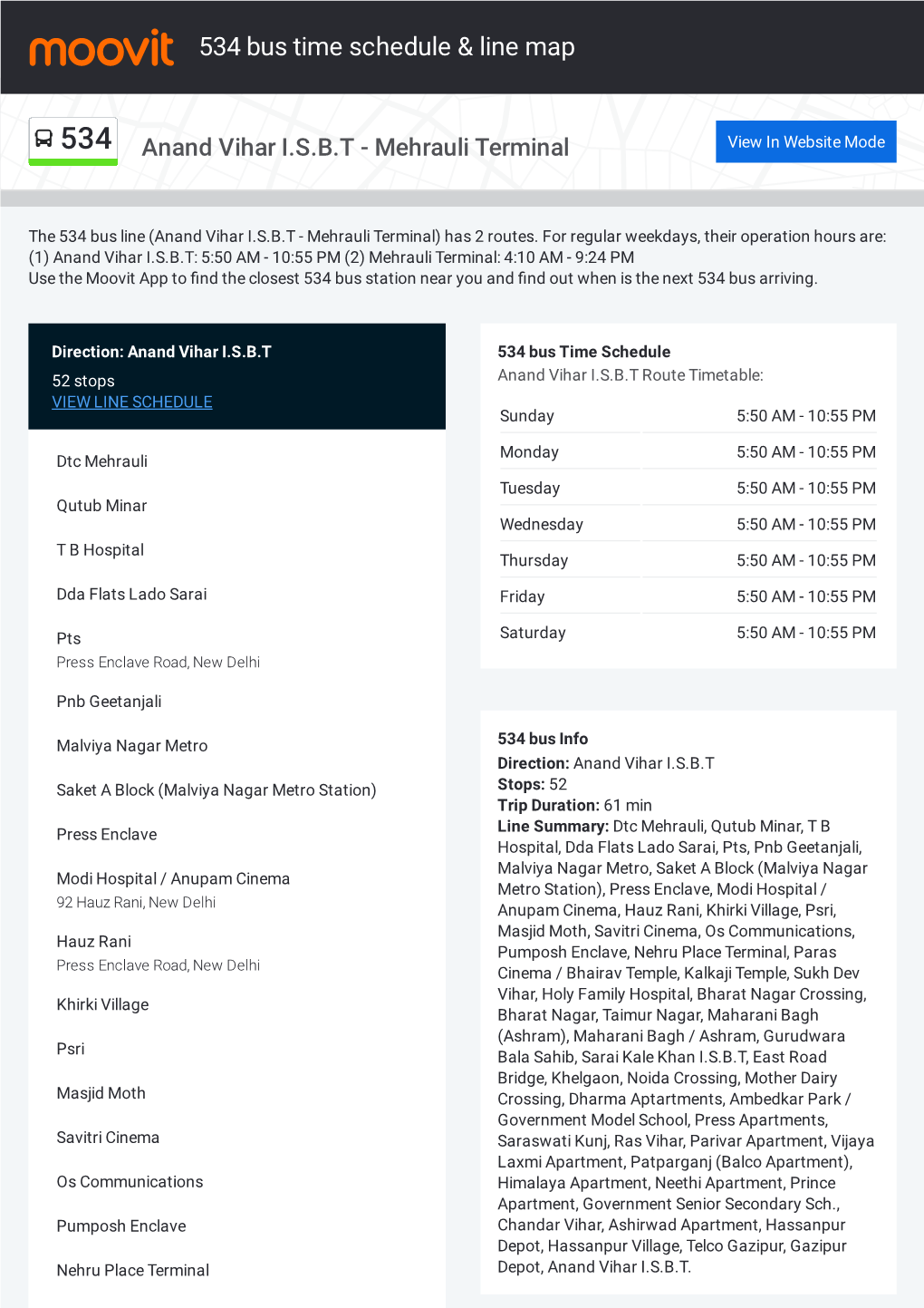 534 Bus Time Schedule & Line Route