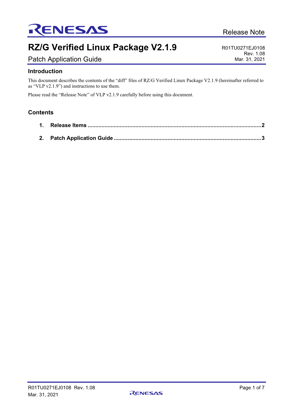 Patch Application Guide for RZ/G Verified Linux Package 2.1.9