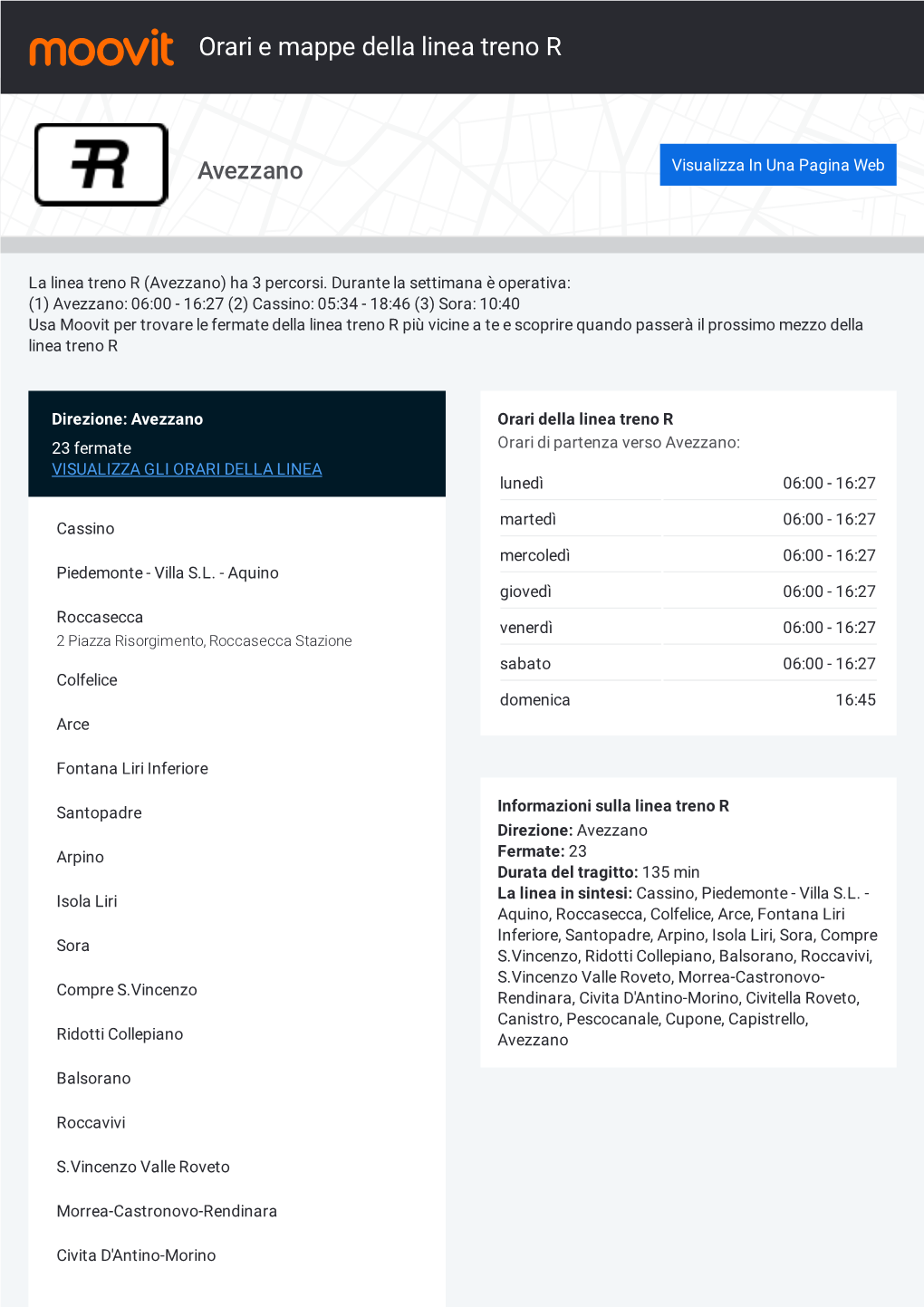 Orari E Percorsi Della Linea Treno R