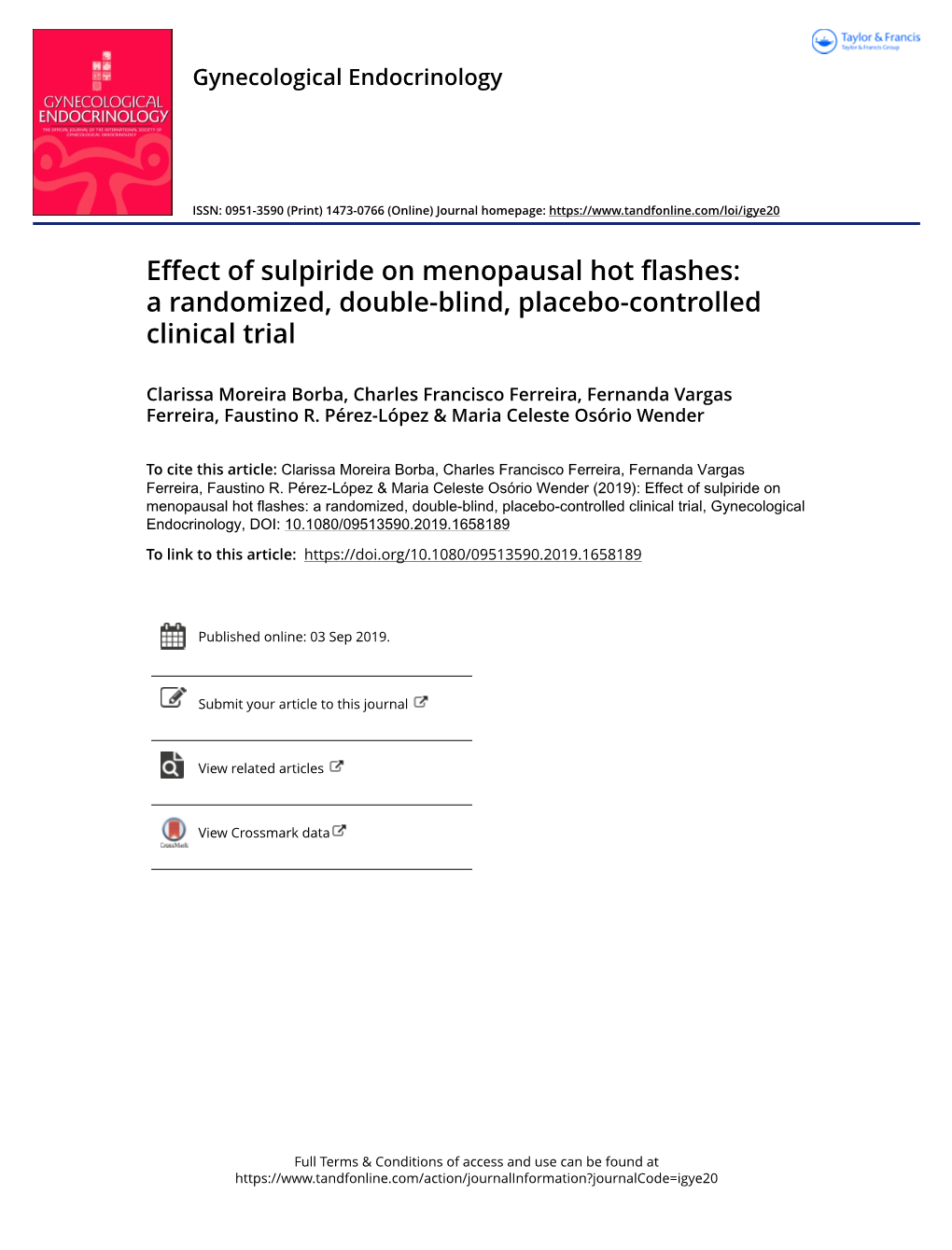 Effect of Sulpiride on Menopausal Hot Flashes: a Randomized, Double-Blind, Placebo-Controlled Clinical Trial