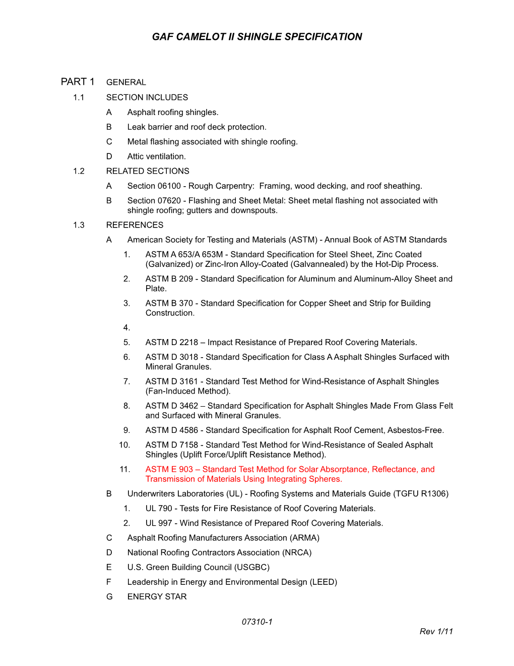 Gaf Camelot Ii Shingle Guide Specification