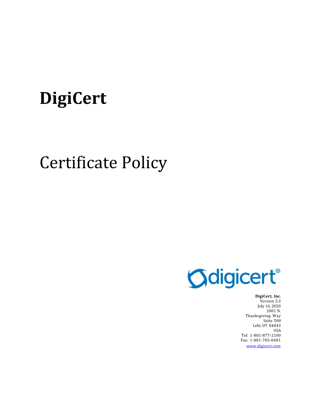 Digicert Certificate Policy (CP)