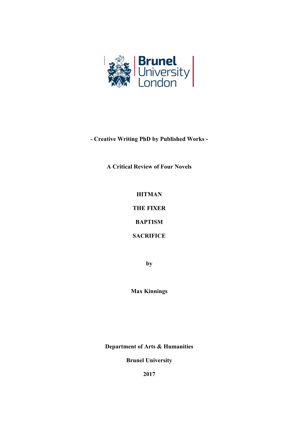 Creative Writing Phd by Published Works