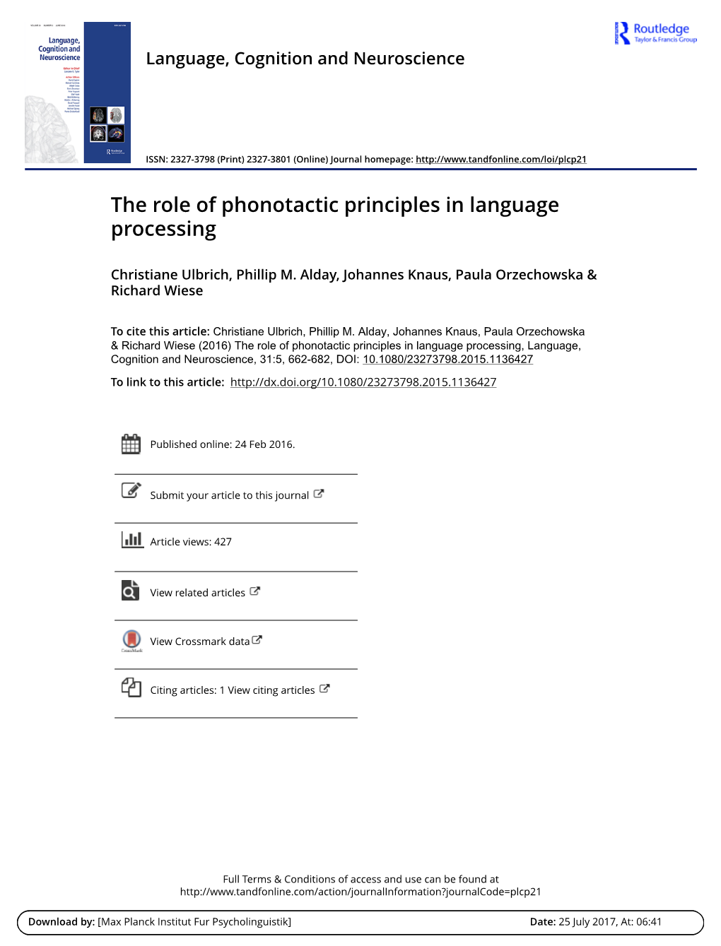 The Role of Phonotactic Principles in Language Processing