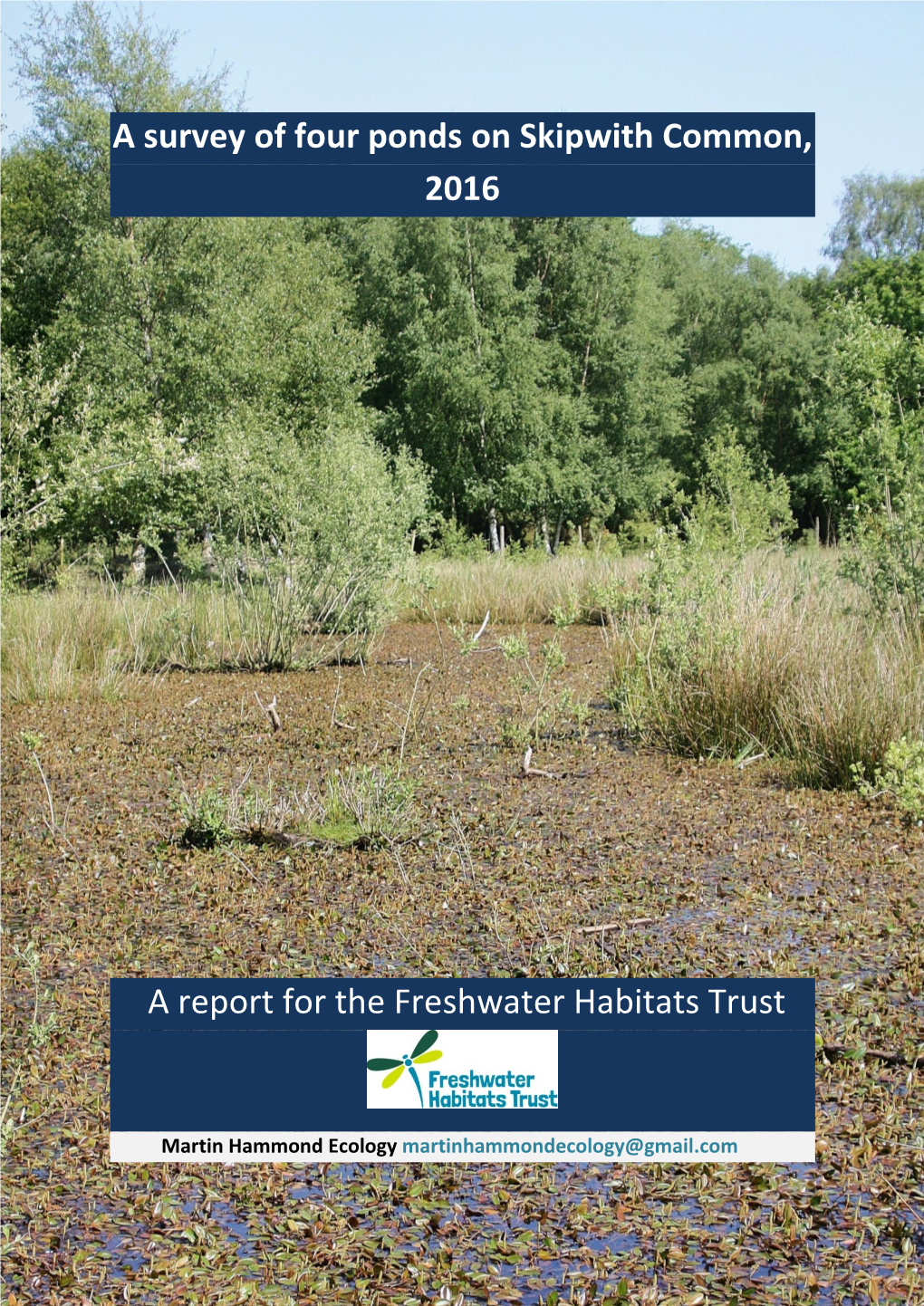 A Survey of Four Ponds on Skipwith Common, 2016 a Report for The