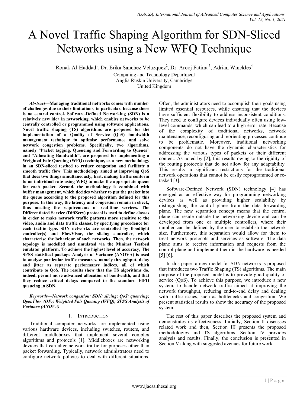 A Novel Traffic Shaping Algorithm for SDN-Sliced Networks Using a New WFQ Technique