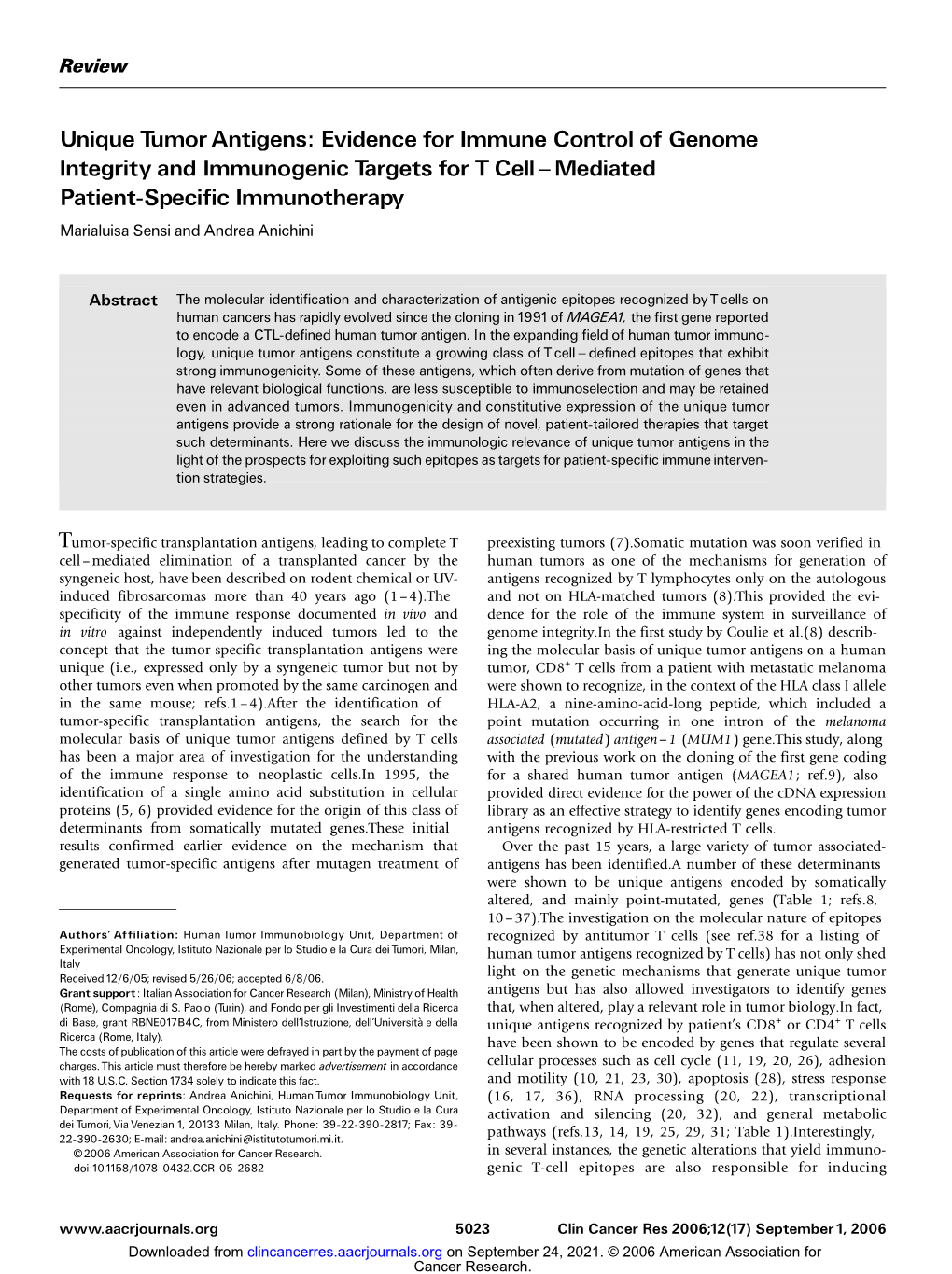 Unique Tumor Antigens