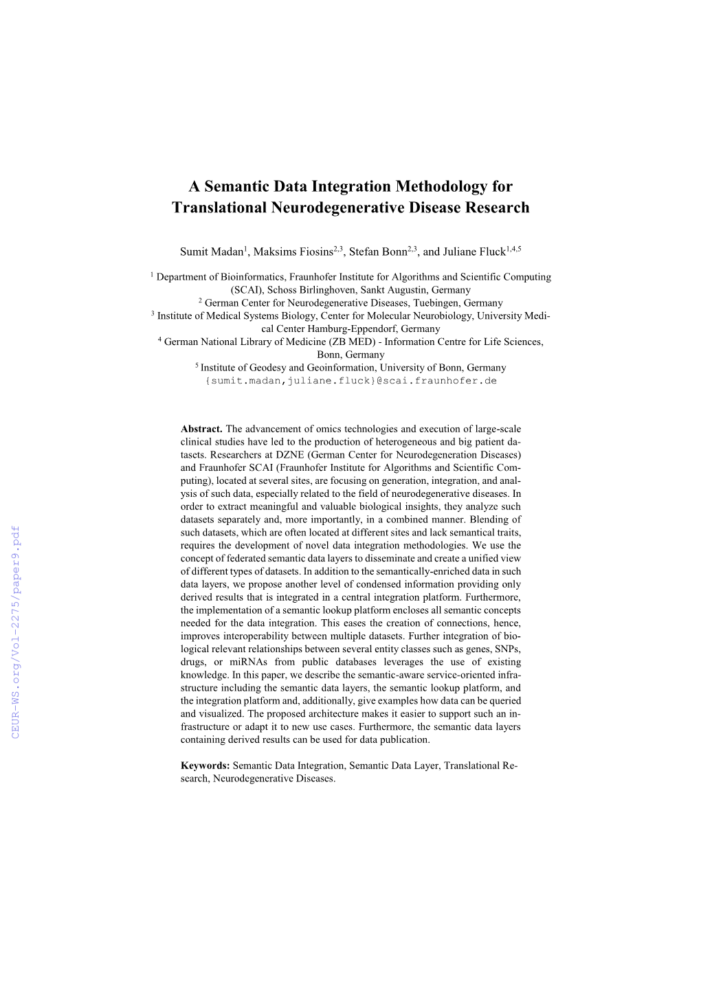 A Semantic Data Integration Methodology for Translational Neurodegenerative Disease Research