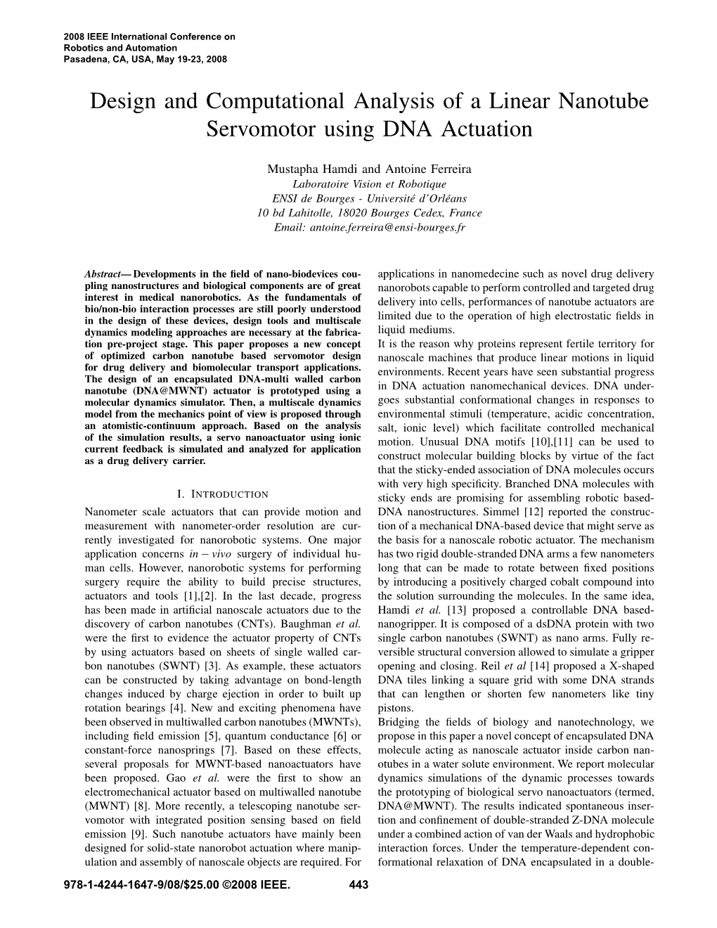 Design and Computational Analysis of a Linear Nanotube Servomotor Using DNA Actuation