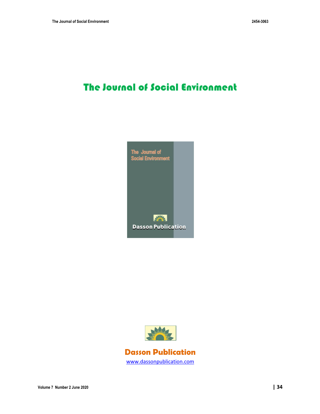 The Journal of Social Environment 2454-3063