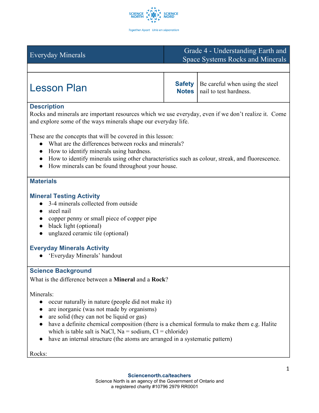 Lesson Plan Notes Nail to Test Hardness