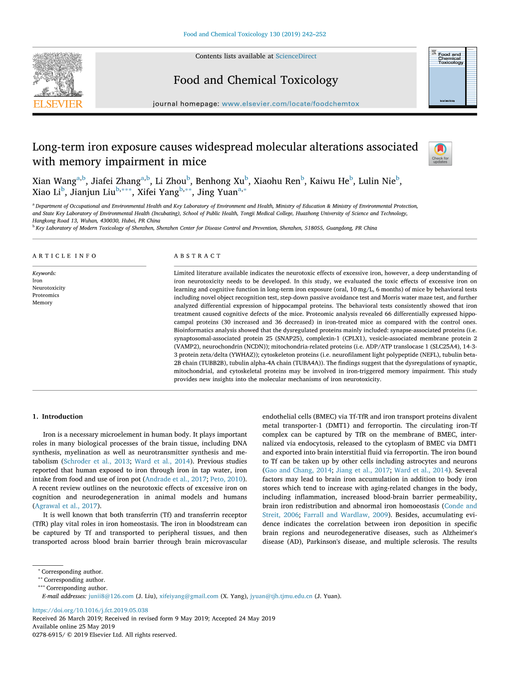 Food and Chemical Toxicology 130 (2019) 242–252