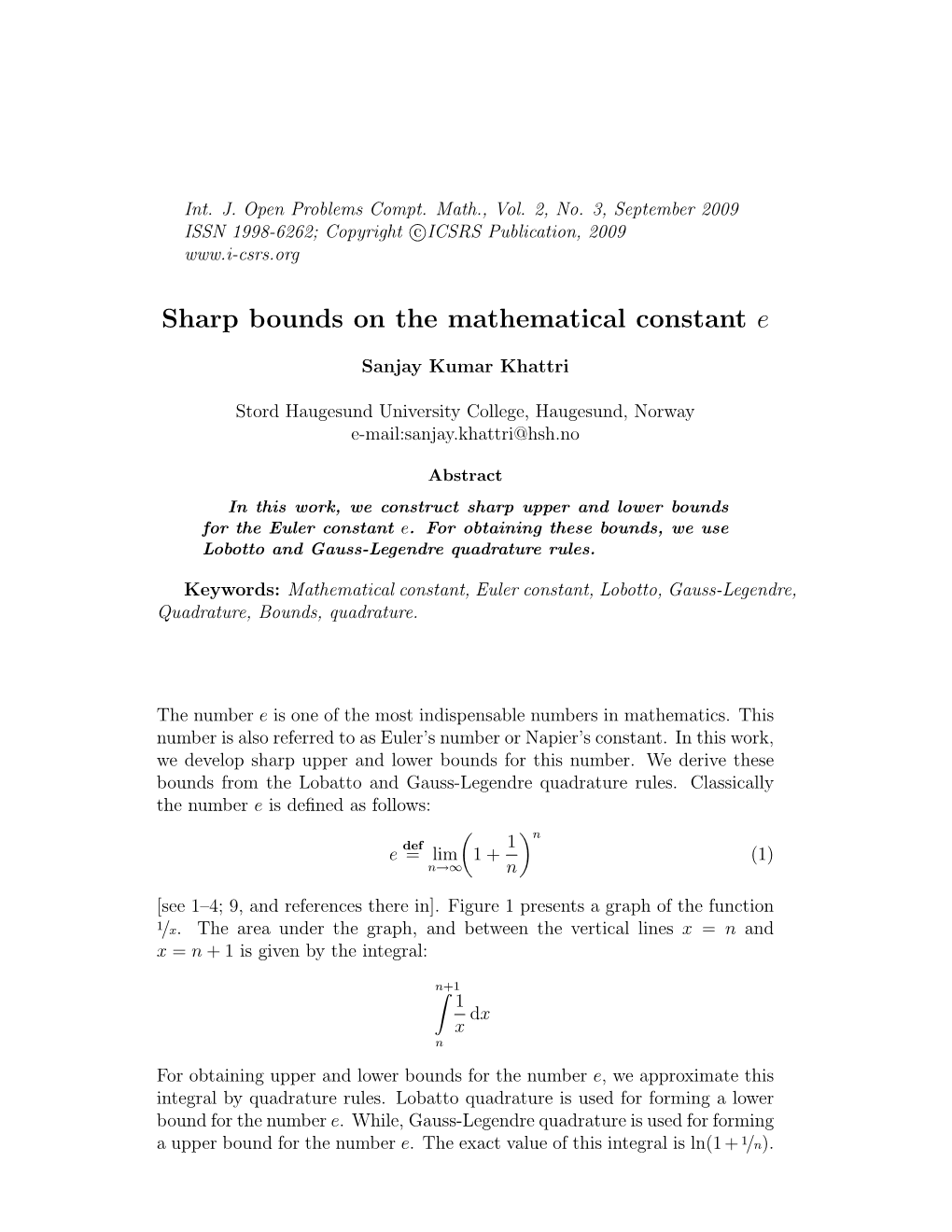 Sharp Bounds on the Mathematical Constant E