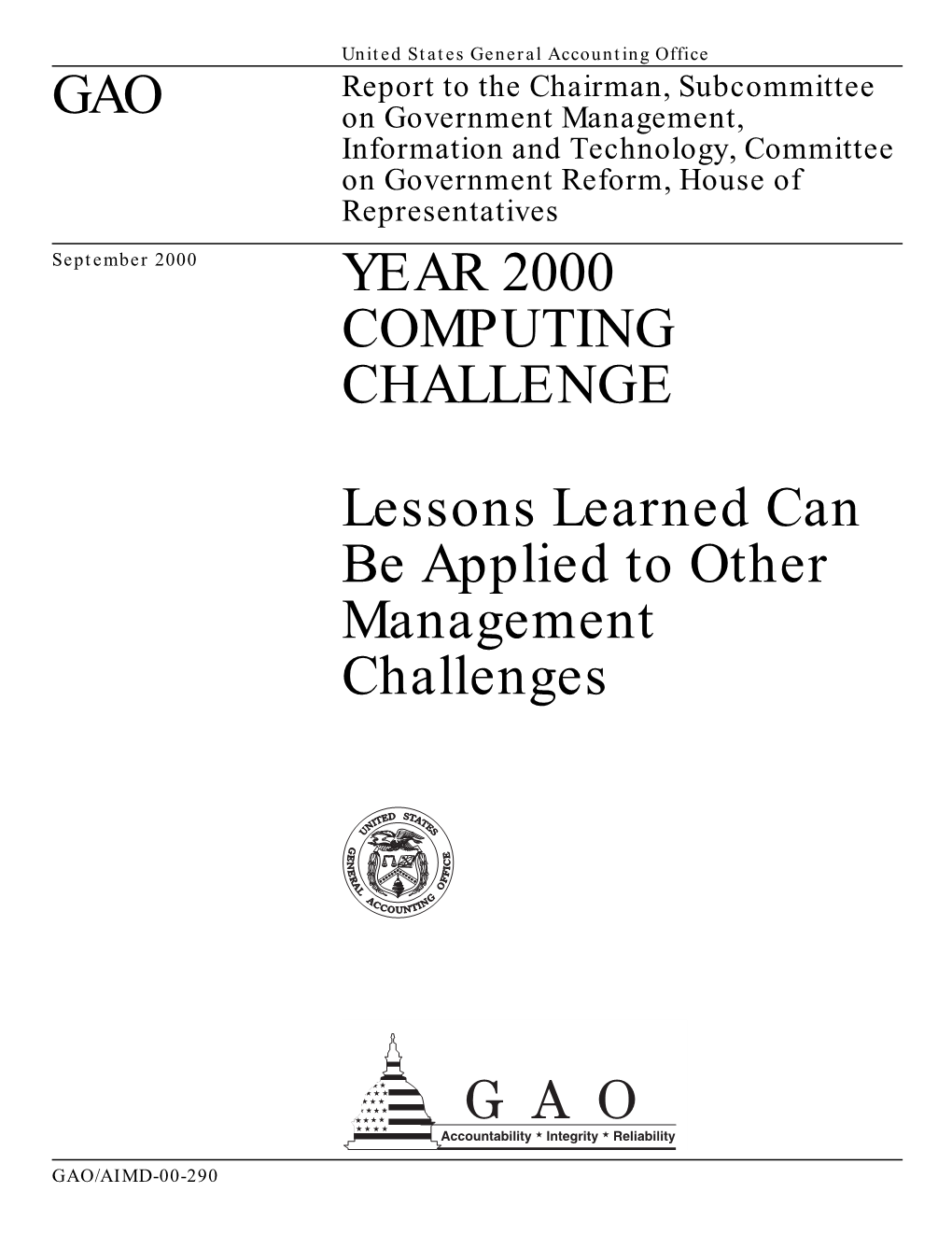 AIMD-00-290 Year 2000 Computing Challenge