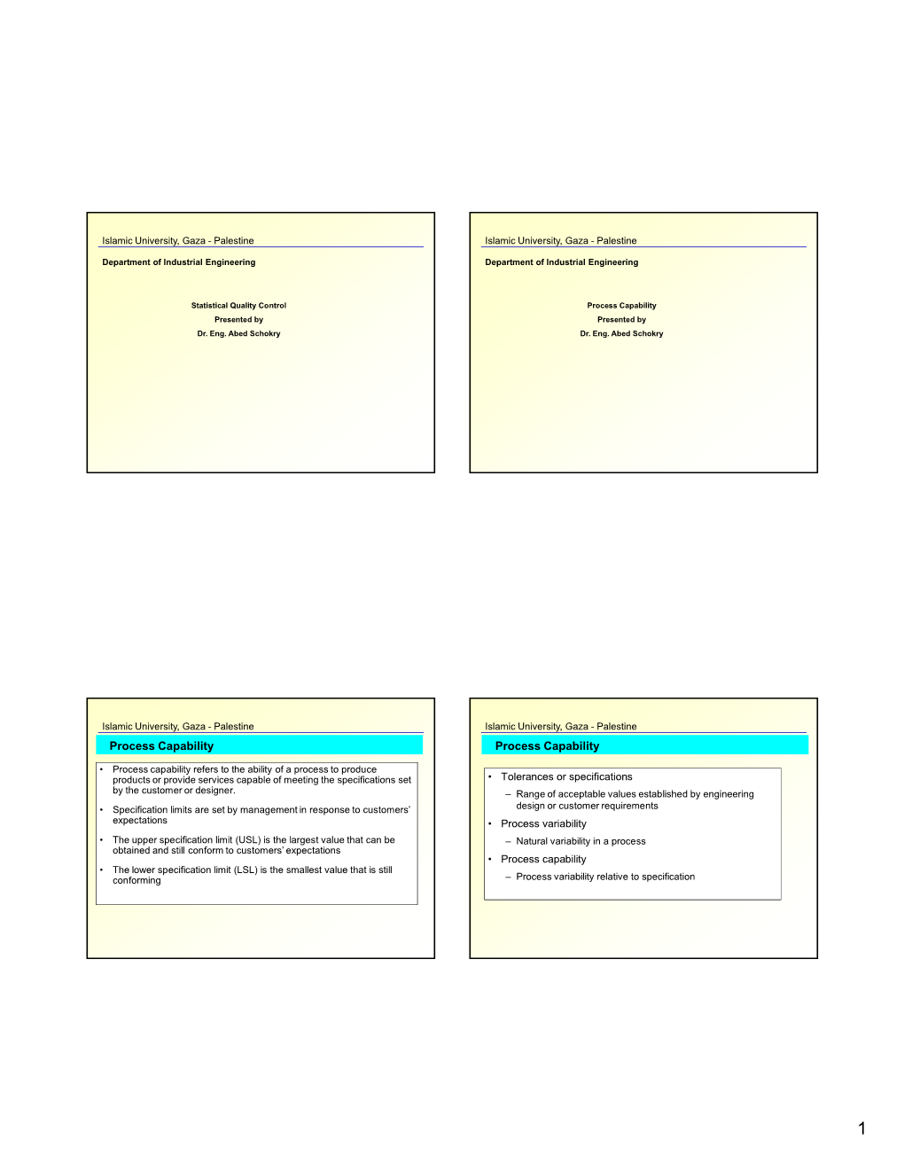 Process Capability Process Capability