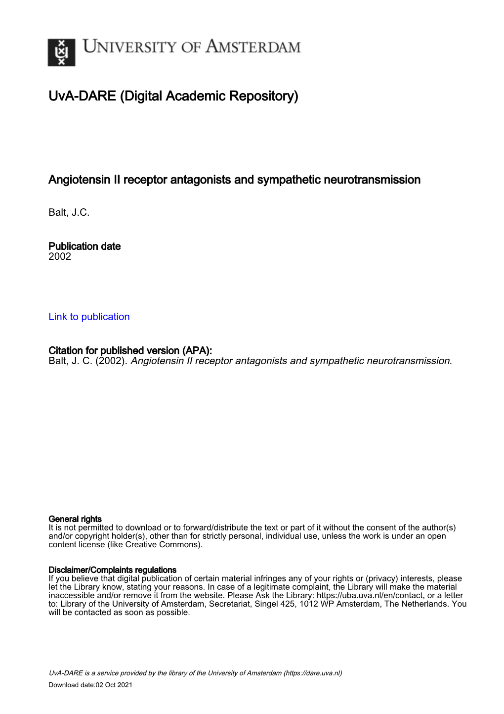 Angiotensin II Receptor Antagonists and Sympathetic Neurotransmission