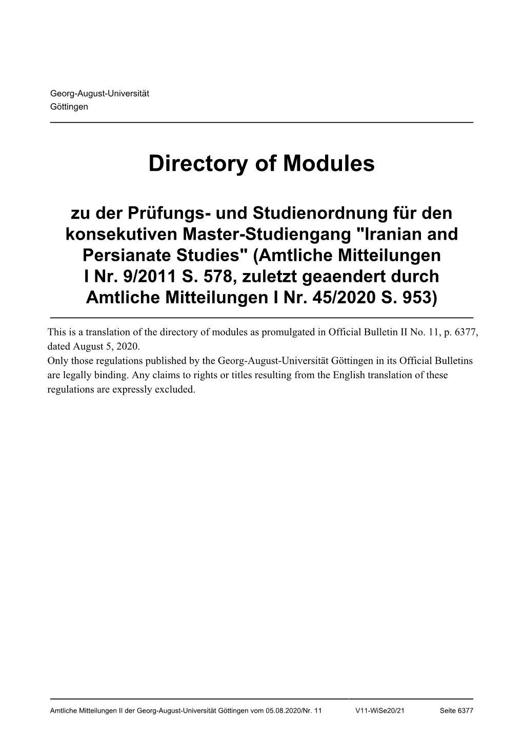 Directory of Modules