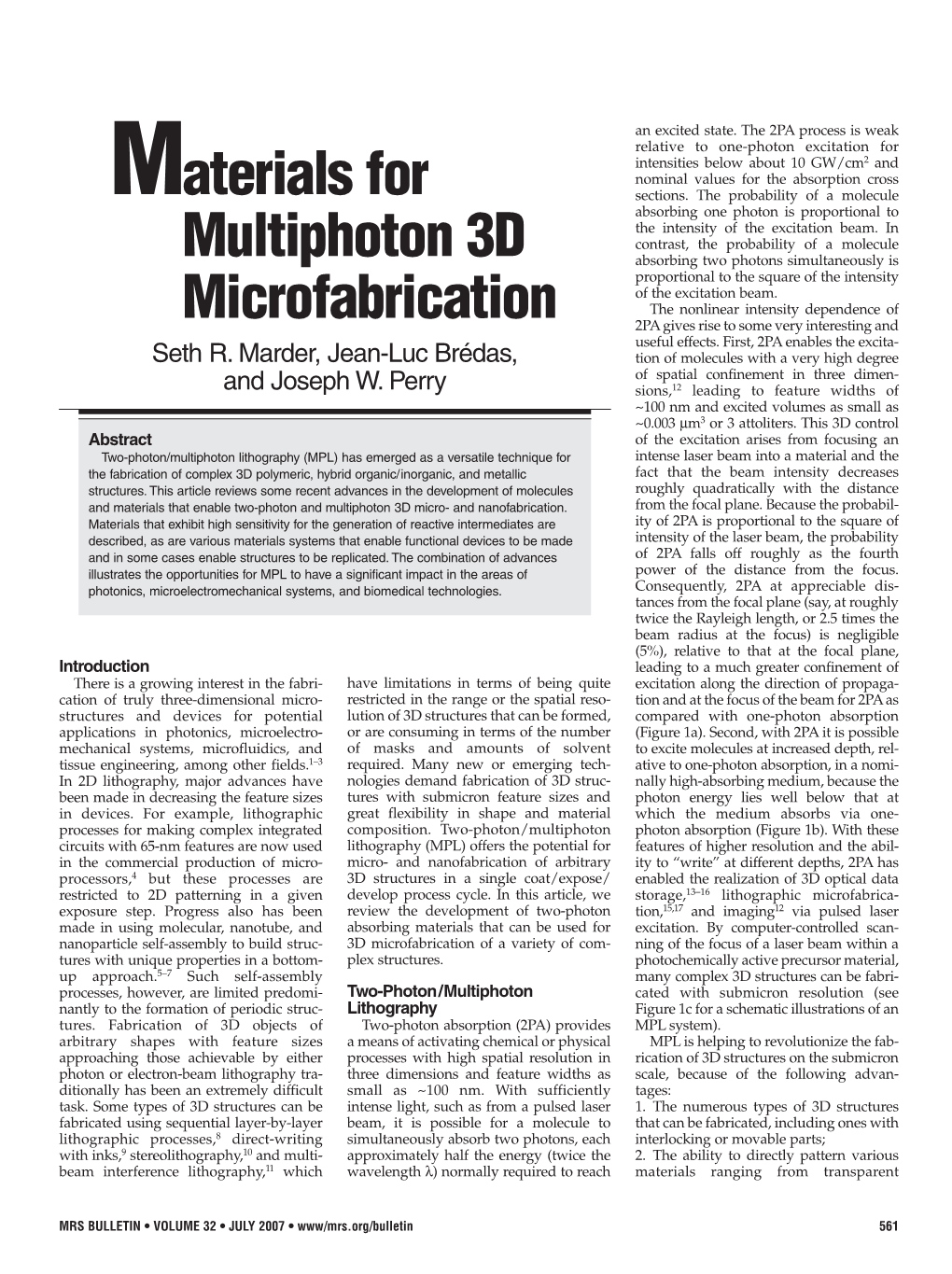 Materials for Multiphoton 3D Microfabrication