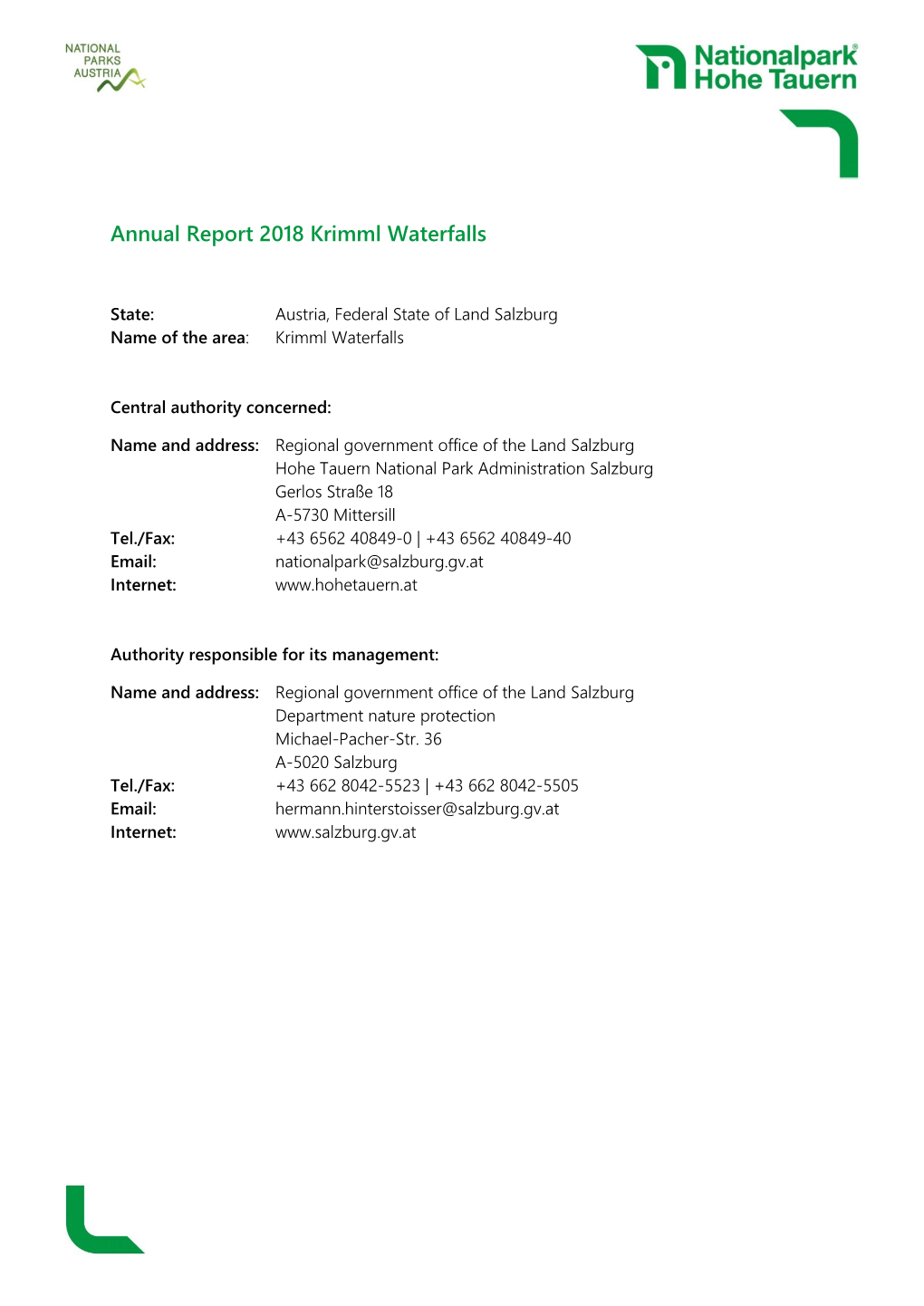 Annual Report 2018 Krimml Waterfalls