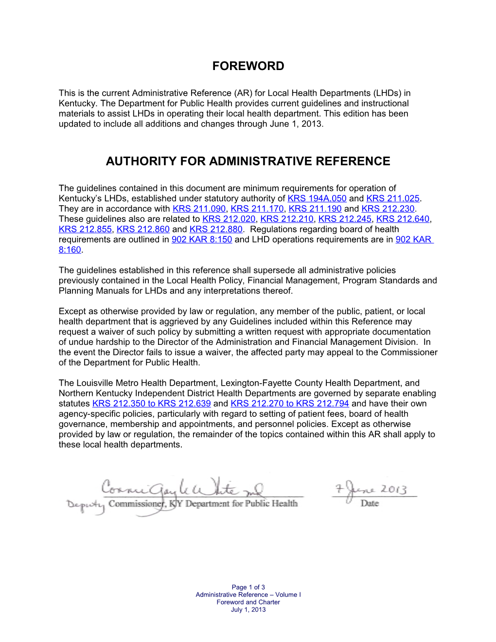 Authority for Administrative Reference