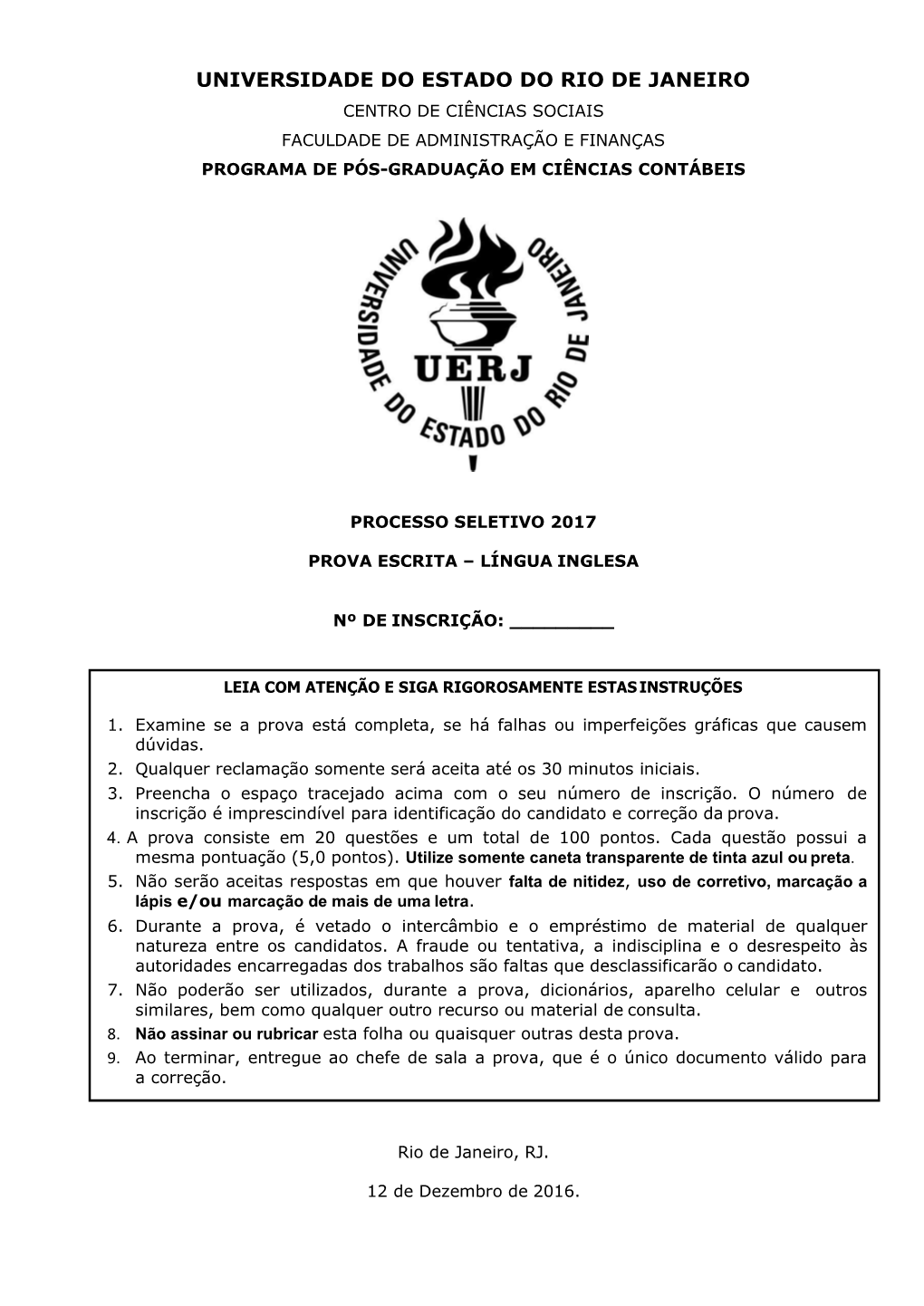 Universidade Do Estado Do Rio De Janeiro Centro De Ciências Sociais Faculdade De Administração E Finanças Programa De Pós-Graduação Em Ciências Contábeis