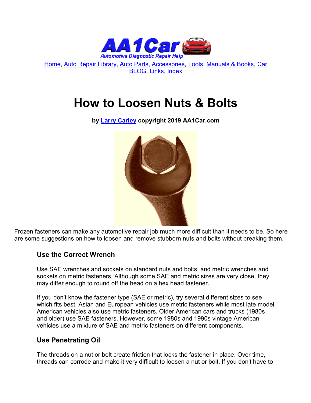 How to Loosen Nuts & Bolts