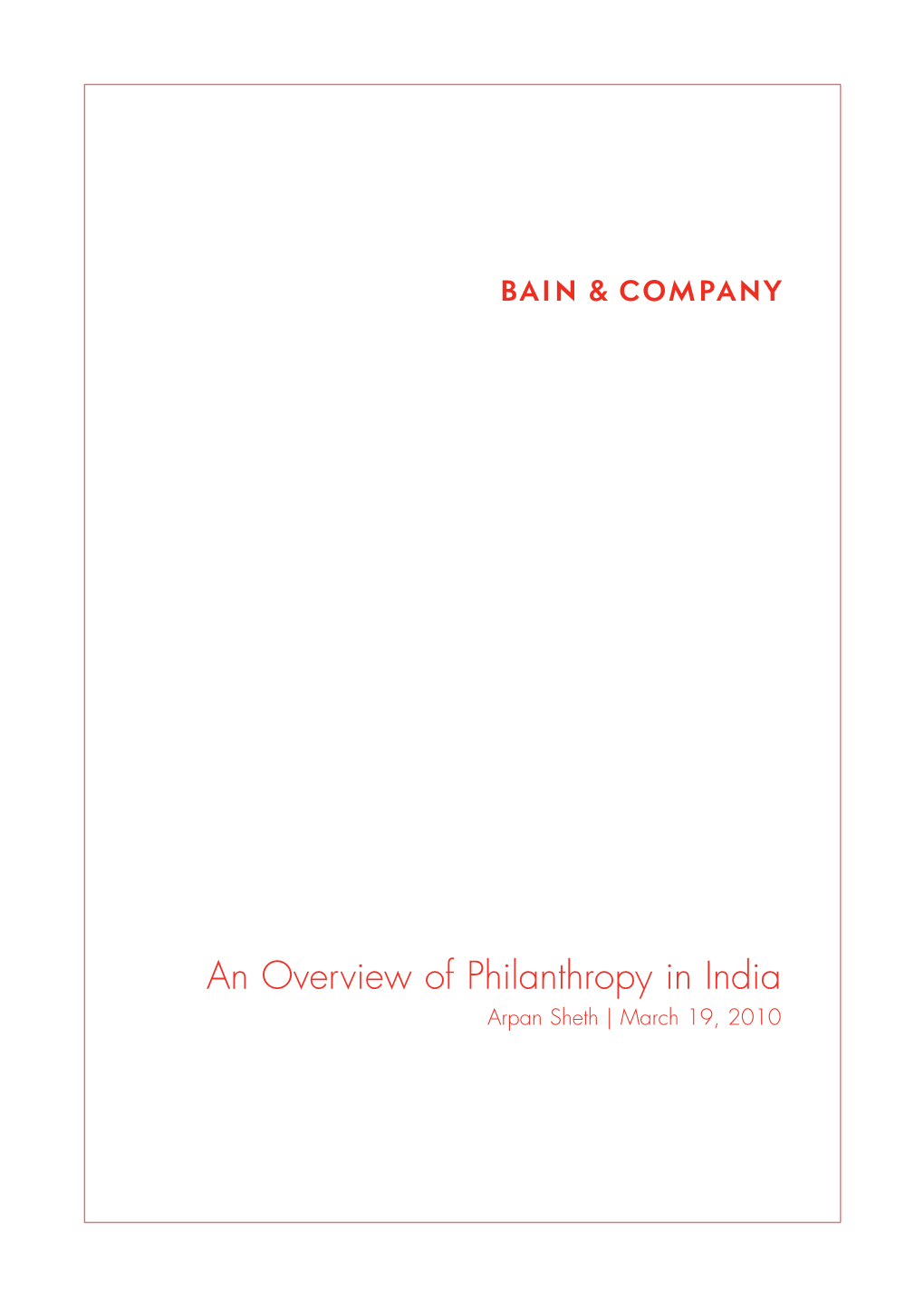 An Overview of Philanthropy in India