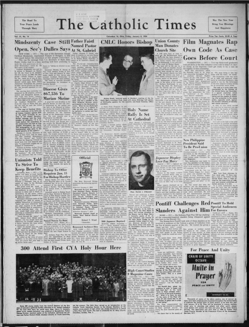 The Catholic Times. (Columbus, Ohio), 1954-01-08