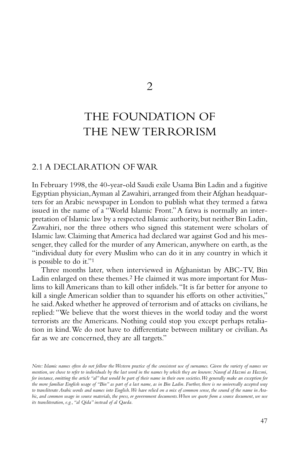 2 the Foundation of the New Terrorism