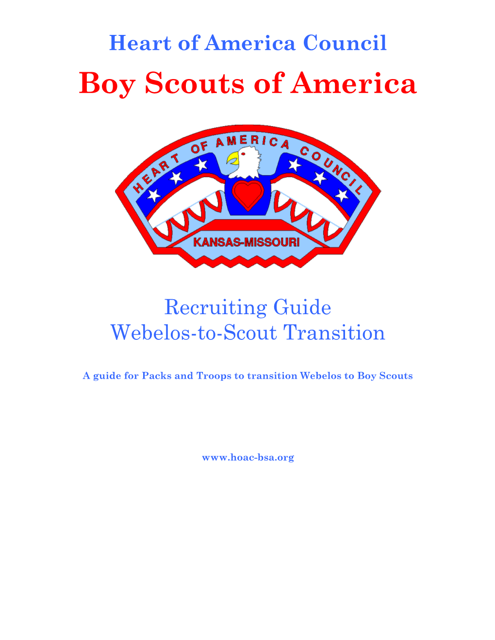 Recruiting Guide Webelos-To-Scout Transition