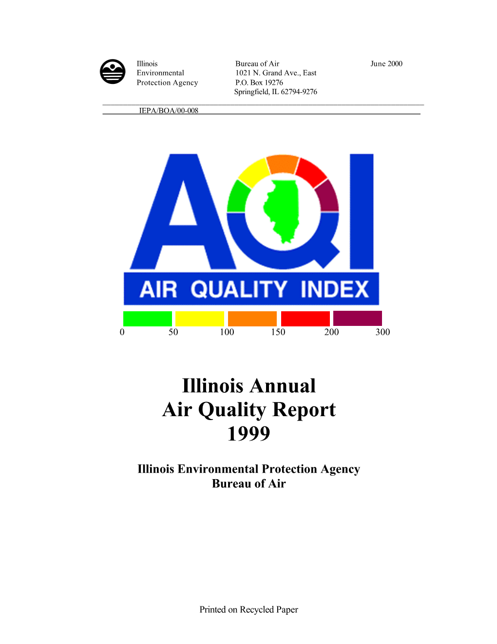 Illinois Annual Air Quality Report 1999, ILEPA, 2000