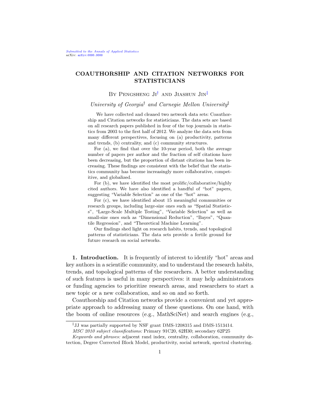 Coauthorship and Citation Networks for Statisticians