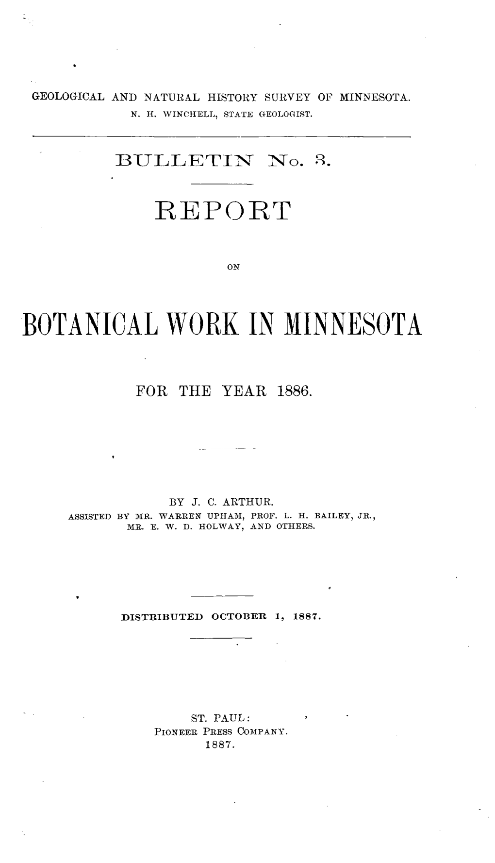 'Botanical Work in Minnesota
