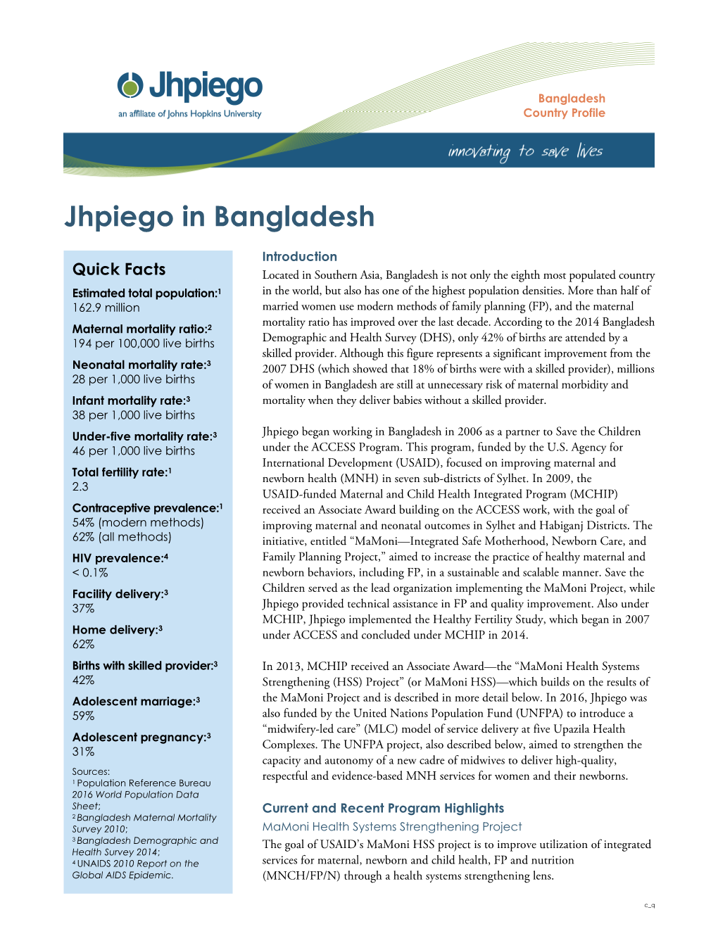 Jhpiego in Bangladesh