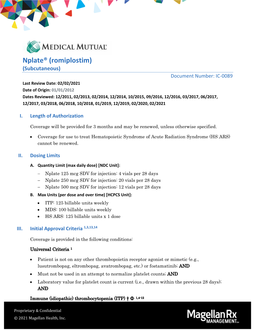 Nplate® (Romiplostim)