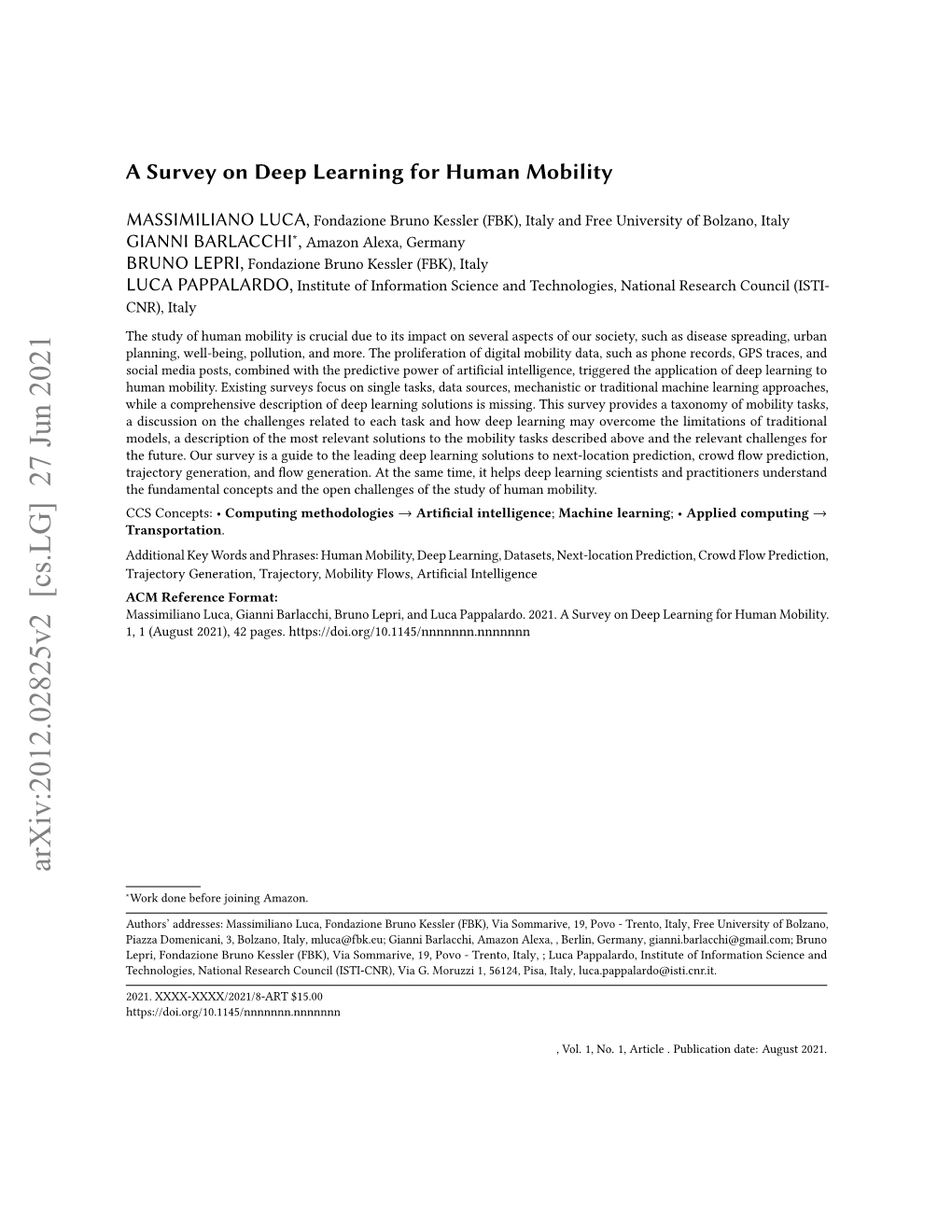 A Survey on Deep Learning for Human Mobility