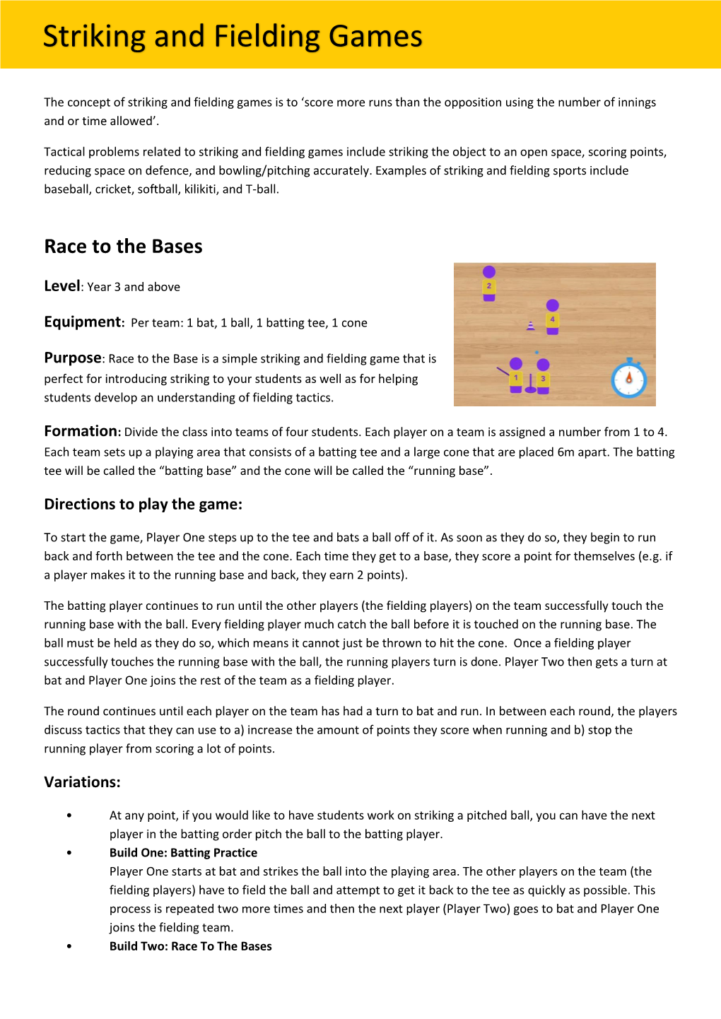 Striking and Fielding Games