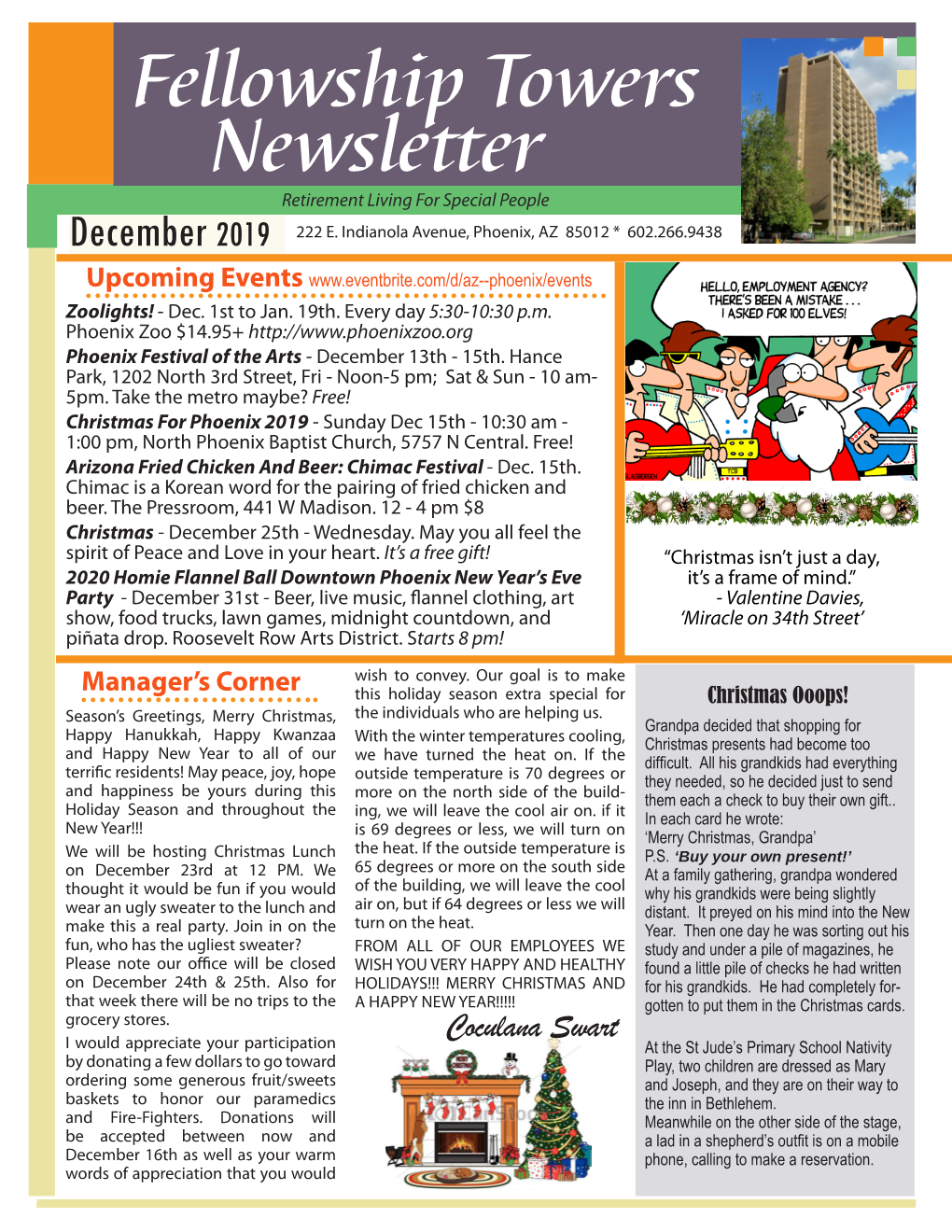 Newsletter Retirement Living for Special People December 2019 222 E