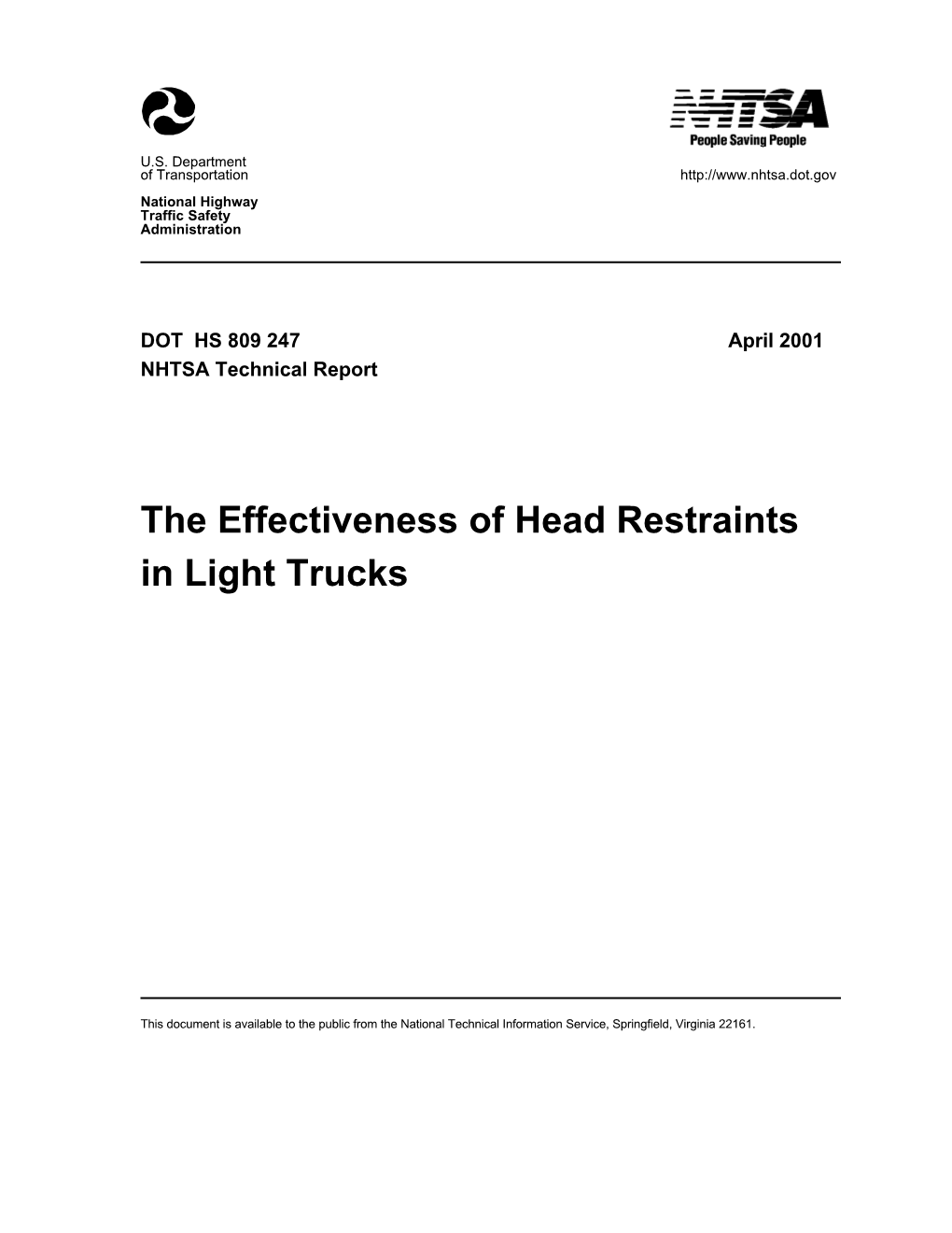 Effectiveness of Head Restraints in Light Trucks
