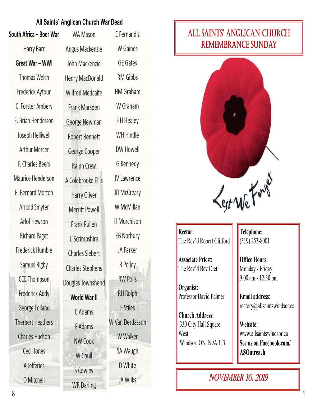 November 10 ~Remembrance Sunday