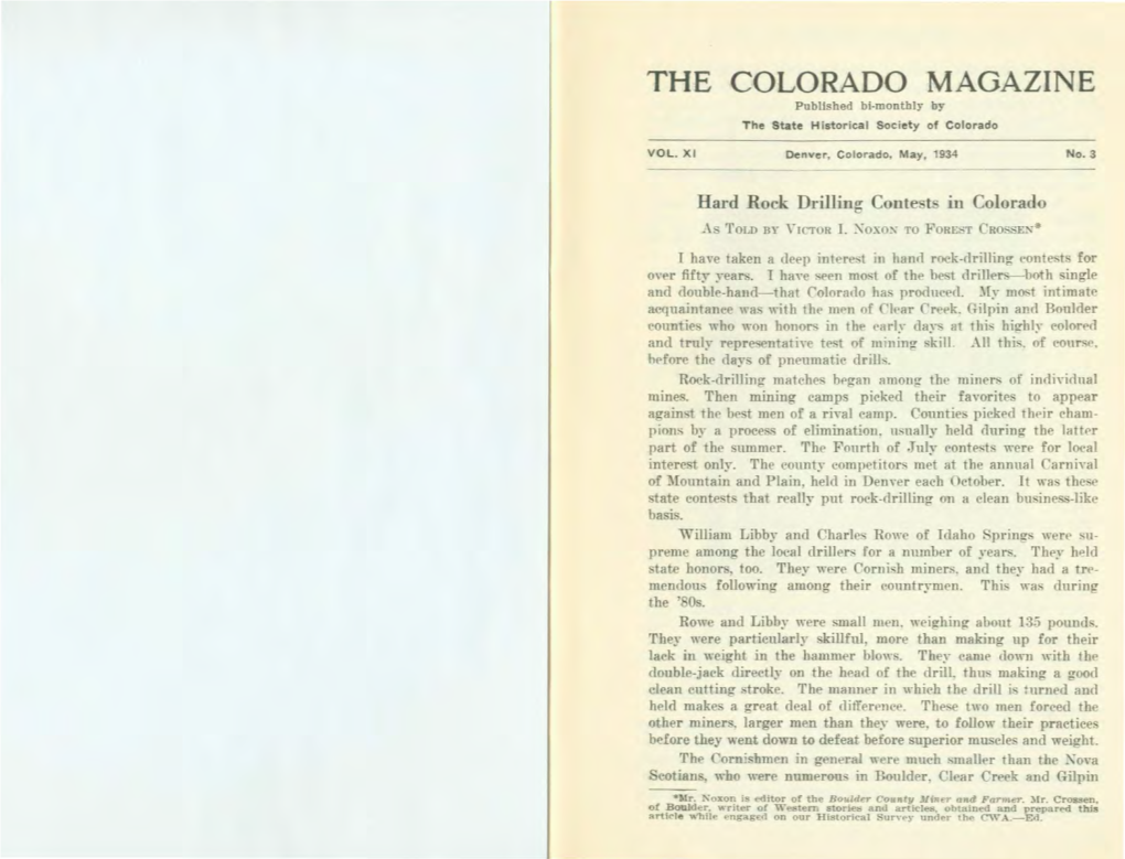 COLORADO MAGAZINE Published Bi-Monthly by the State Historical Society of Colorado