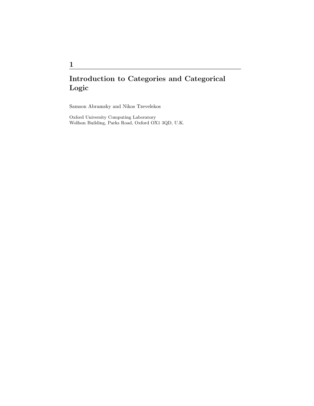 1 Introduction to Categories and Categorical Logic