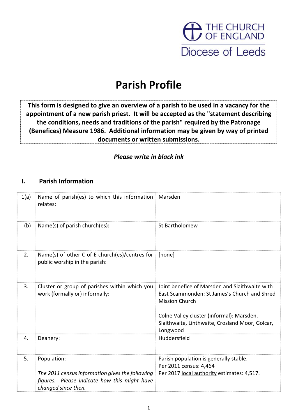 Parish Profile Marsden