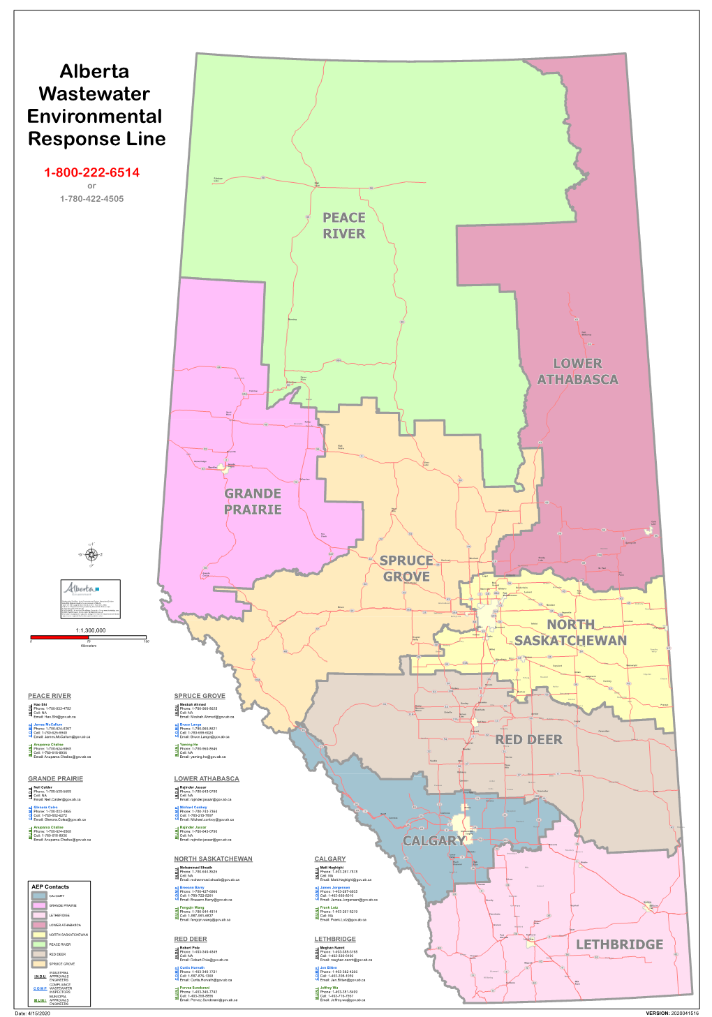 Alberta Wastewater Environmental Response Line [And Contacts by Region]