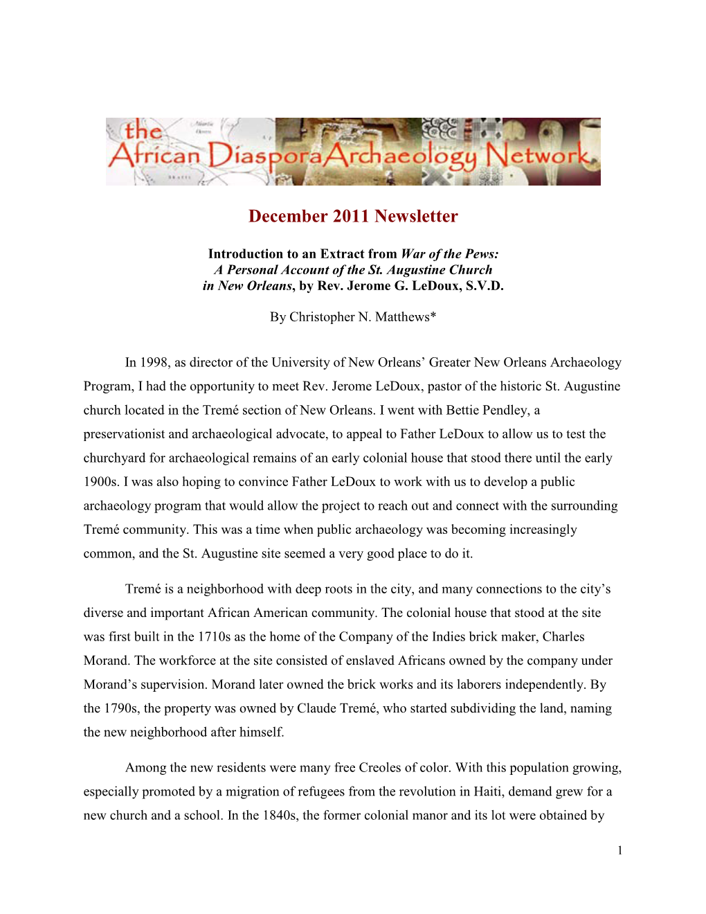 December 2011 Newsletter