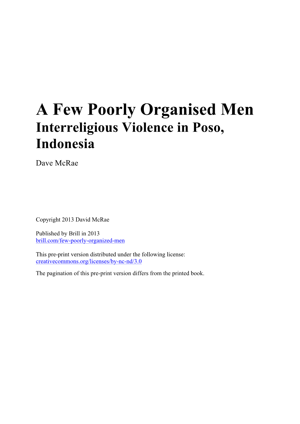 Mcrae a Few Poorly Organised Men Preprint