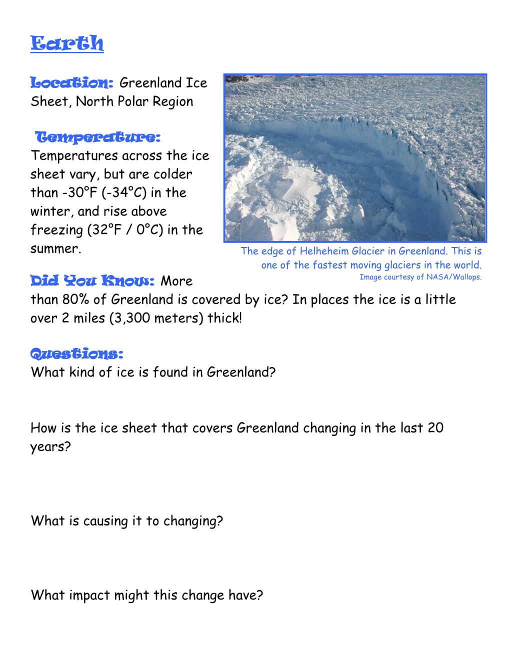 Location: Greenland Ice Sheet, North Polar Region Temperature