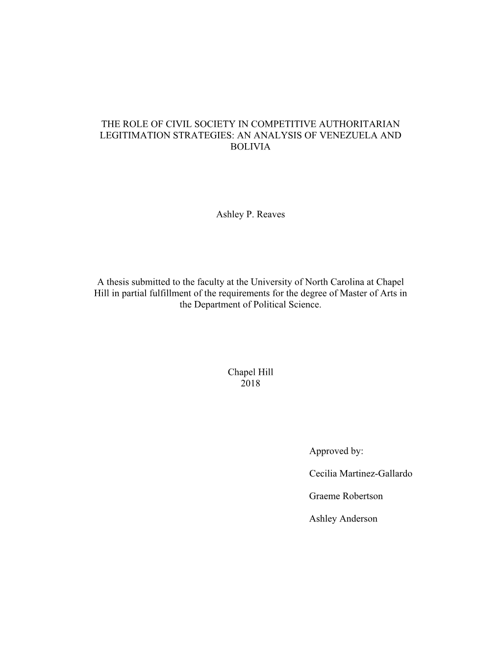 The Role of Civil Society in Competitive Authoritarian Legitimation Strategies: an Analysis of Venezuela and Bolivia